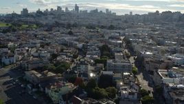 5.7K stock footage aerial video flyby Marina District apartment buildings, skyline in the distance, San Francisco, California Aerial Stock Footage | PP0002_000141