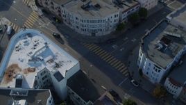 5.7K stock footage aerial video circle above city street lined with apartment buildings in the Marina District, San Francisco, California Aerial Stock Footage | PP0002_000151