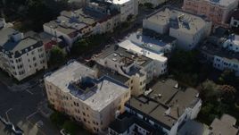 5.7K stock footage aerial video a view of apartment building rooftops in the Marina District, San Francisco, California Aerial Stock Footage | PP0002_000158