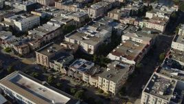 5.7K stock footage aerial video approach row of apartment buildings and tilt to bird's eye view, Marina District, San Francisco, California Aerial Stock Footage | PP0002_000163