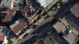 5.7K stock footage aerial video bird's eye view of apartment building rooftops in the Marina District, San Francisco, California Aerial Stock Footage | PP0002_000166