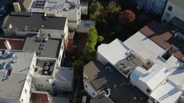 5.7K stock footage aerial video bird's eye of apartment building rooftops in the Marina District, San Francisco, California Aerial Stock Footage | PP0002_000167