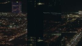 HD stock footage aerial video of a closeup orbit of the Revel hotel and casino at night in Atlantic City, New Jersey Aerial Stock Footage | PP003_025