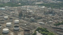 HD stock footage aerial video of an oil refinery in Chester, Pennsylvania Aerial Stock Footage | PP003_103
