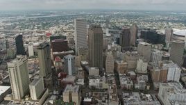 4K aerial stock footage approach Downtown New Orleans high-rises from the French Quarter, New Orleans, Louisiana Aerial Stock Footage | PVED01_138
