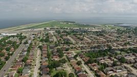 4K aerial stock footage approach New Orleans Lakefront Airport in Louisiana Aerial Stock Footage | PVED01_169E