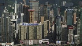 5K stock footage aerial video flyby skyscrapers on Hong Kong Island, China Aerial Stock Footage | SS01_0025