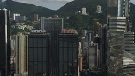 5K stock footage aerial video flyby tall high-rises on Hong Kong Island, China Aerial Stock Footage | SS01_0026