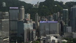 5K stock footage aerial video of flying by skyscrapers on Hong Kong Island, China Aerial Stock Footage | SS01_0027