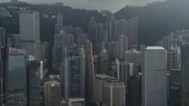 5K stock footage aerial video of passing tall skyscrapers on Hong Kong Island, China Aerial Stock Footage | SS01_0029