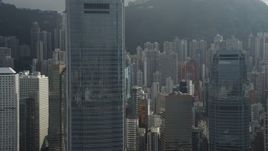 5K stock footage aerial video flyby modern skyscrapers on Hong Kong Island, China Aerial Stock Footage | SS01_0030