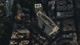 5K stock footage aerial video bird's eye view of high-rise and city streets in Kowloon, Hong Kong, China Aerial Stock Footage | SS01_0090