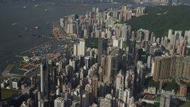 5K stock footage aerial video of a dense group of skyscrapers on Hong Kong Island, China Aerial Stock Footage | SS01_0096
