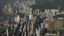 5K stock footage aerial video flyby group of skyscrapers on Hong Kong Island, China Aerial Stock Footage | SS01_0097
