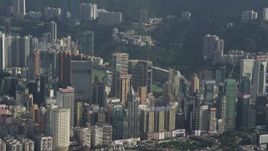5K stock footage aerial video flyby group of skyscrapers on Hong Kong Island, China Aerial Stock Footage | SS01_0105