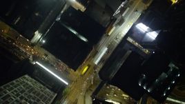 5K stock footage aerial video a bird's eye of heavy city traffic at night on Hong Kong Island, China Aerial Stock Footage | SS01_0181