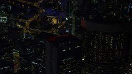 5K stock footage aerial video of orbiting a skyscrapers at night on Hong Kong Island, China Aerial Stock Footage | SS01_0225