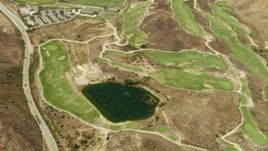 1080 stock footage aerial video of a bird's eye view of golf course in Simi Valley, California Aerial Stock Footage | TS01_009