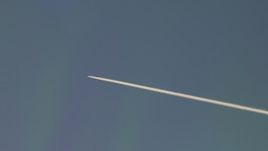 1080 aerial stock footage video of an aircraft with contrail, Central California Aerial Stock Footage | TS01_118