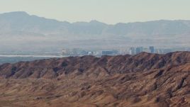 1080 aerial stock footage video of the Las Vegas Strip seen from the Frenchman Range, Nevada Aerial Stock Footage | TS02_23