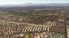 1080 stock footage aerial video of fly over East Las Vegas neighborhoods toward Las Vegas Strip, Nevada Aerial Stock Footage | TS02_32