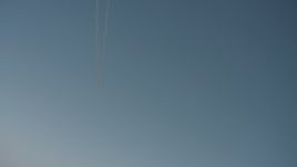 4K stock footage aerial video air-to-air view of jet contrails overhead in Solano County, California Aerial Stock Footage | WA001_032