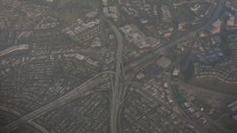 4K stock footage aerial video of a bird's eye view of the I-405 and Highway 90 interchange in Culver City, California Aerial Stock Footage | WA003_018