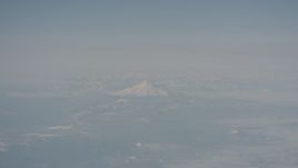 4K stock footage aerial video of a view of Mount Shasta from across Modoc County, California Aerial Stock Footage | WA004_014