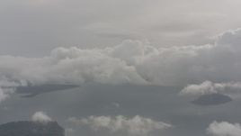 4K stock footage aerial video of passing clouds above Puget Sound, Washington Aerial Stock Footage | WA004_039