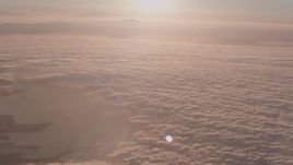 4K stock footage aerial video fly over cloud layer covering the Pacific Ocean at sunset near San Pedro, California Aerial Stock Footage | WA005_010