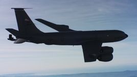 4K stock footage aerial video of a Boeing KC-135 in flight over Northern California Aerial Stock Footage | WAAF04_C040_01182N