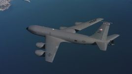 4K stock footage aerial video of a Boeing KC-135 over the Pacific Ocean near the Northern California coast Aerial Stock Footage | WAAF04_C065_0118AU