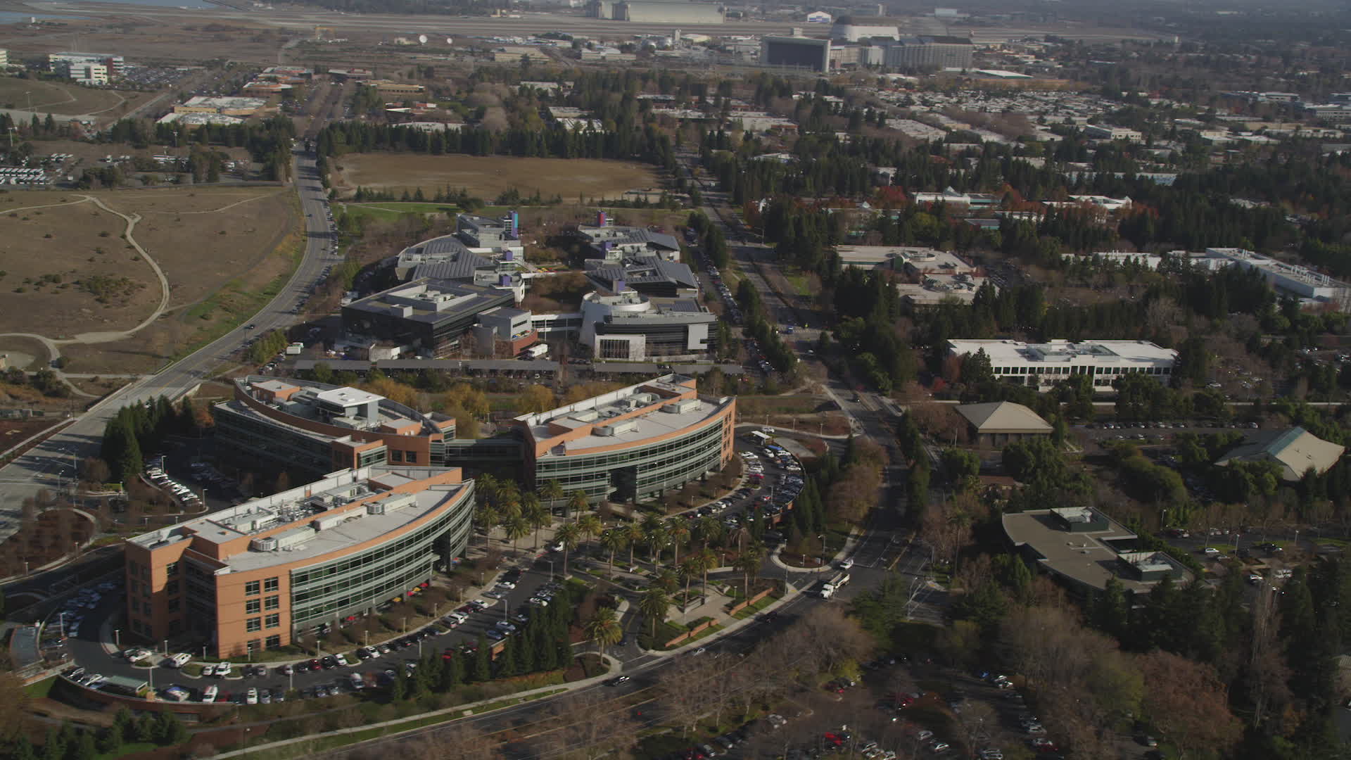 Googleplex, Silicon Valley, Mountain View Aerial Stock Footage and ...