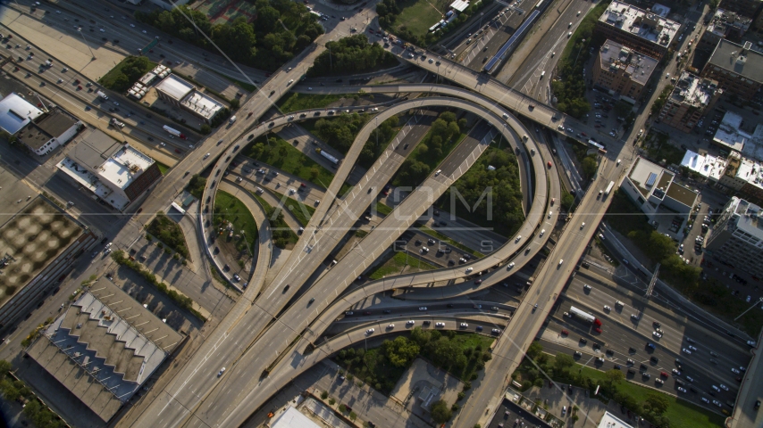 The Circle Interchange in West Chicago, Illinois Aerial Stock Photo AX0002_058.0000174F | Axiom Images
