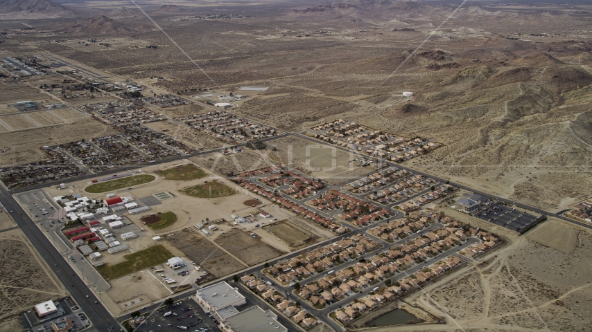Small desert neighborhoods in Rosamond, California Aerial Stock Photo AX06_101.0000002 | Axiom Images
