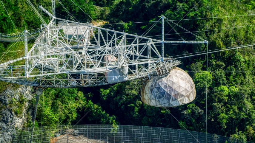 The top structure of the Arecibo Observatory, Puerto Rico  Aerial Stock Photo AX101_099.0000000F | Axiom Images