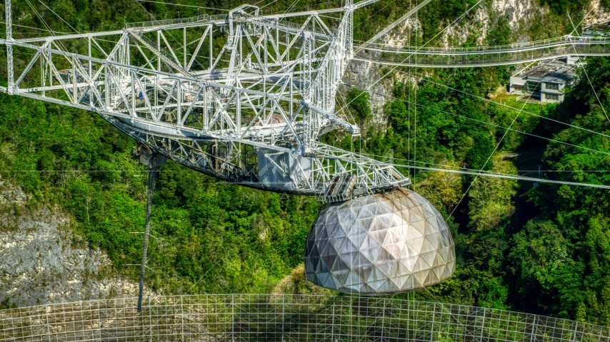 The telescope structure atop the Arecibo Observatory, Puerto Rico  Aerial Stock Photo AX101_101.0000000F | Axiom Images