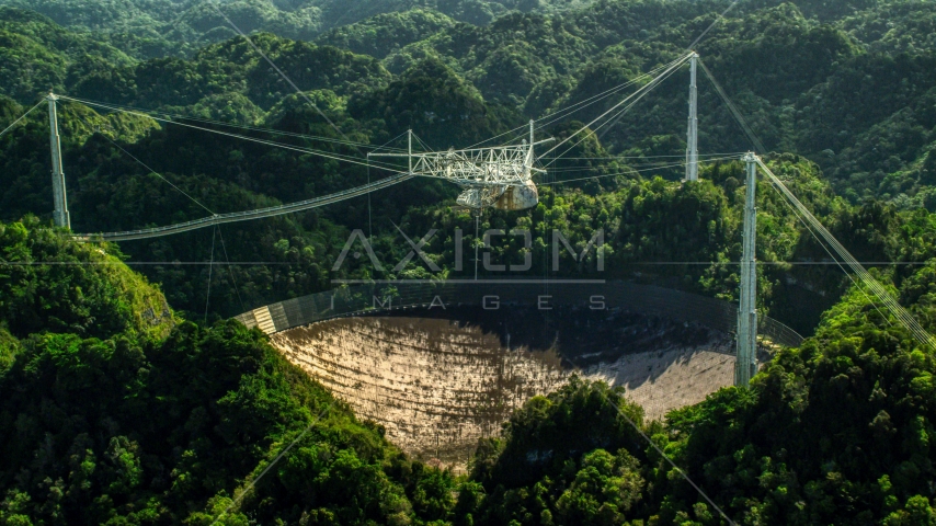 The Arecibo Observatory and Karst forest, Puerto Rico  Aerial Stock Photo AX101_107.0000218F | Axiom Images