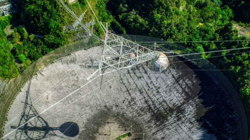 Bird's eye view of the Arecibo Observatory, Puerto Rico  Aerial Stock Photo AX101_119.0000000F | Axiom Images