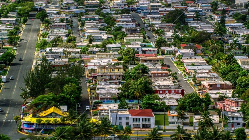 A residential neighborhood in Toa Baja, Puerto Rico  Aerial Stock Photo AX101_230.0000214F | Axiom Images