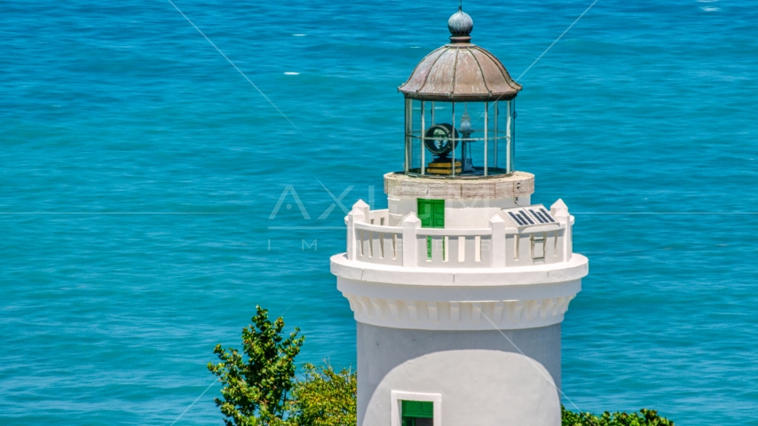 The tower of Cape San Juan Light, Puerto Rico  Aerial Stock Photo AX102_069.0000175F | Axiom Images