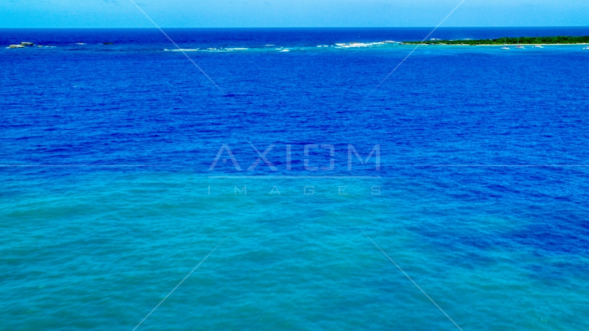 Crystal clear blue Caribbean waters and tiny islands, Rada Fajardo, Puerto Rico  Aerial Stock Photo AX102_072.0000181F | Axiom Images