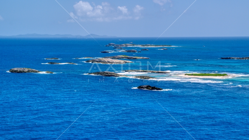 Tiny islands in tropical blue waters, Puerto Rico Aerial Stock Photo AX102_085.0000000F | Axiom Images