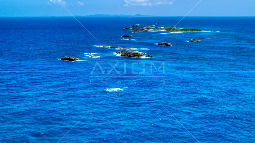 Tiny Caribbean islands in tropical blue waters, Puerto Rico  Aerial Stock Photo AX102_087.0000074F | Axiom Images