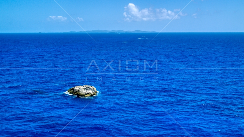 Tiny island in a deep blue ocean near Culebra, Puerto Rico  Aerial Stock Photo AX102_091.0000000F | Axiom Images