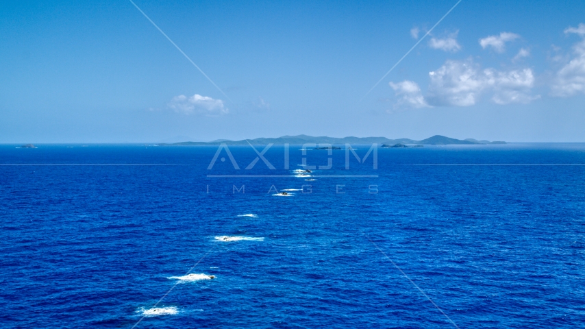 Tiny islands in sapphire blue ocean waters near Culebra, Puerto Rico Aerial Stock Photo AX102_098.0000000F | Axiom Images