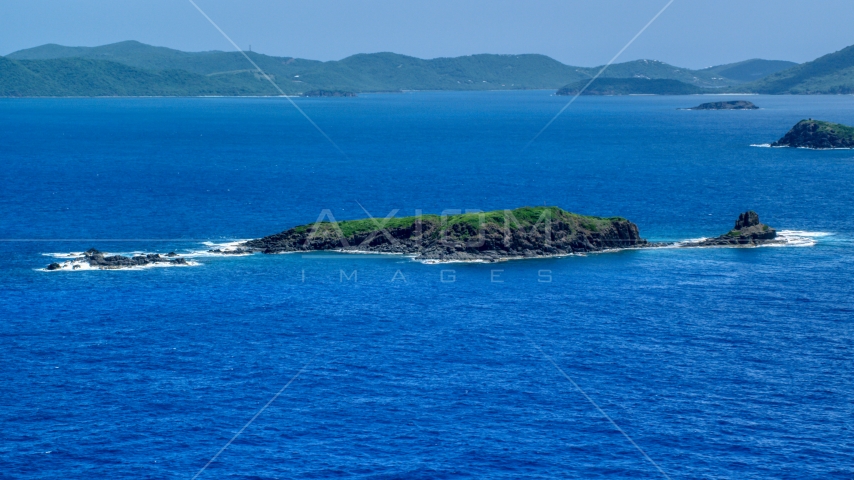 Small Caribbean island in sapphire blue waters near Culebra, Puerto Rico  Aerial Stock Photo AX102_102.0000000F | Axiom Images