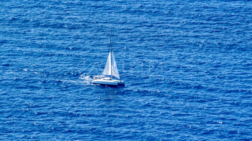 Catamaran sailing the Atlantic Ocean  Aerial Stock Photo AX102_194.0000157F | Axiom Images