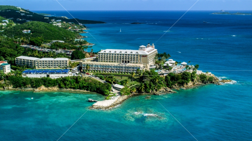 Marriott's Frenchman's Cove hotel resort on St Thomas, US Virgin Islands  Aerial Stock Photo AX102_232.0000186F | Axiom Images