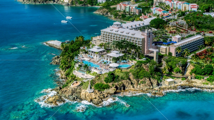 Marriott's Frenchman's Cove island resort, St Thomas, US Virgin Islands  Aerial Stock Photo AX102_233.0000299F | Axiom Images
